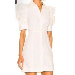 Frame Gillian Puff Sleeve Dress XL Ecru Cream